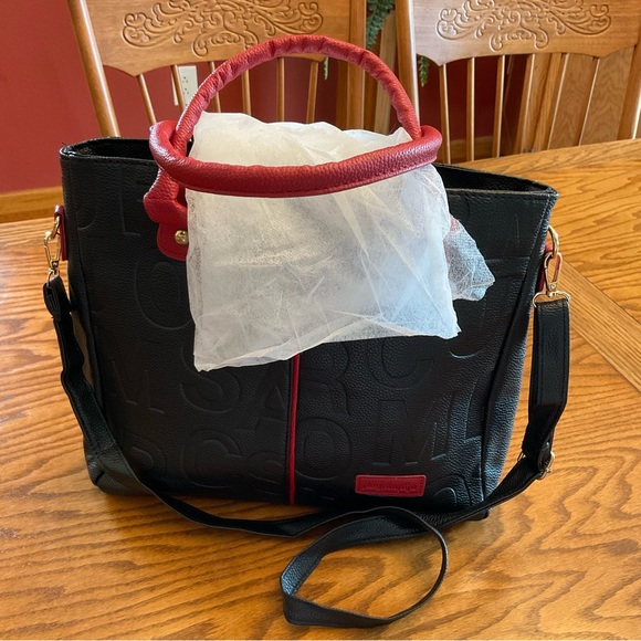 NWOT Faux Leather Letter Tote/Crossbody - Picture 5 of 12